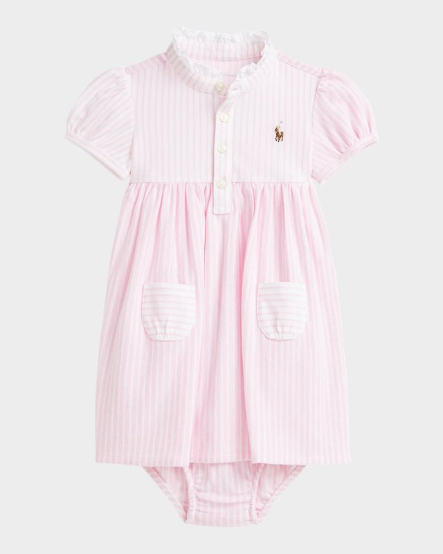 Girl's Striped Polo Shirtdress, Size 3M-24